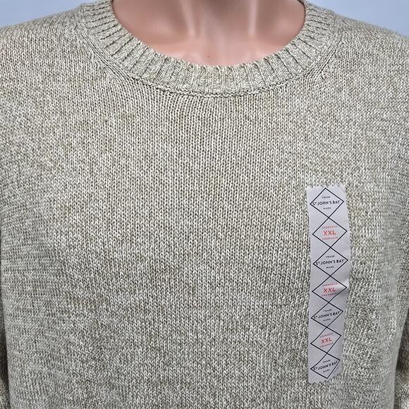 NWT St. John's Bay Sweater Men XXL 2XL Crew Neck Cotton Oatmeal Marl - Picture 5 of 13